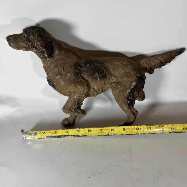 Antique Dog Doorstop Statue Cast Iron Sculpture Vintage Irish Setter Pointer Leg