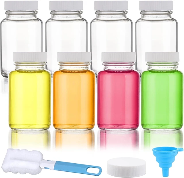 Glass Juice Shot Bottles with Caps - 8 Pack 3.5Oz Small Clear Reusable Jars with