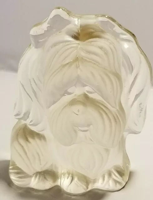 Cute Viking Glass Puppy Dog Shih Tzu Frosted&Clear Bookend Figurine Hand Made W