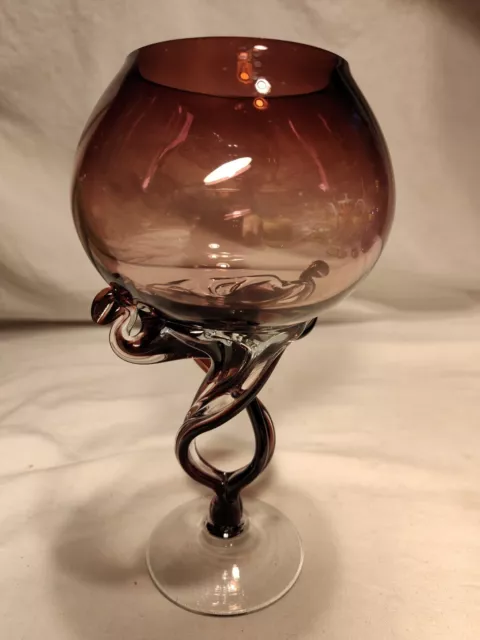 Alicja Art Glass Poland Goblet Amethyst Purple Jellyfish Glass