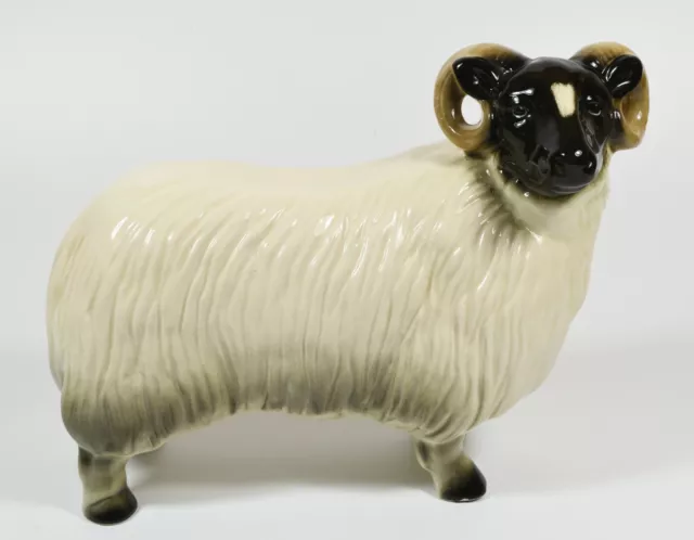 Large Coopercraft Ceramic Black Faced Ram ~ Finely Modelled and Large Size