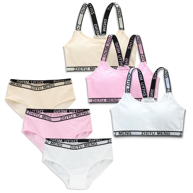 Reggiseno da allenamento imbottito in cotone bambina + slip reggiseno sportivo mutandine biancheria intima ETÀ 12-16