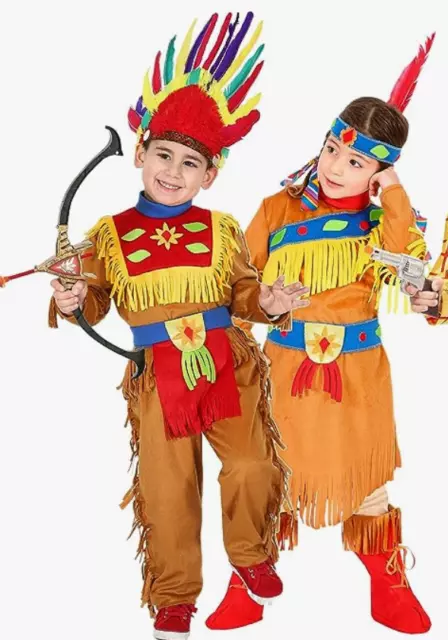 Costume di Carnevale Da Indiano/Pocahontas Per Bambini/e Taglia da 3 a 6 Anni