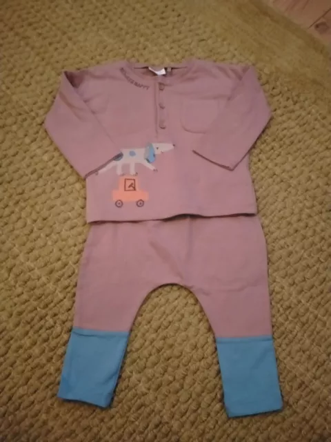 NEXT Baby Boys Always Happy Dog Car Outfit Top Leggings 6-9 Months BNWOT 💙