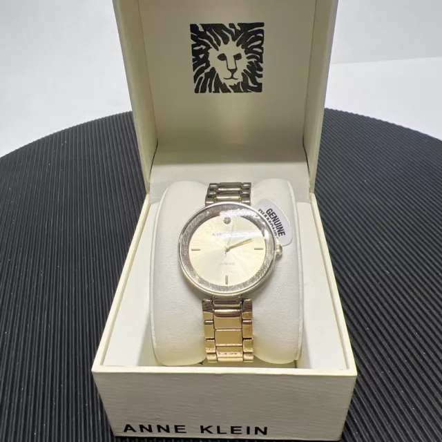 Anne Klein Women's Genuine Diamond Dial Bracelet Watch Gold