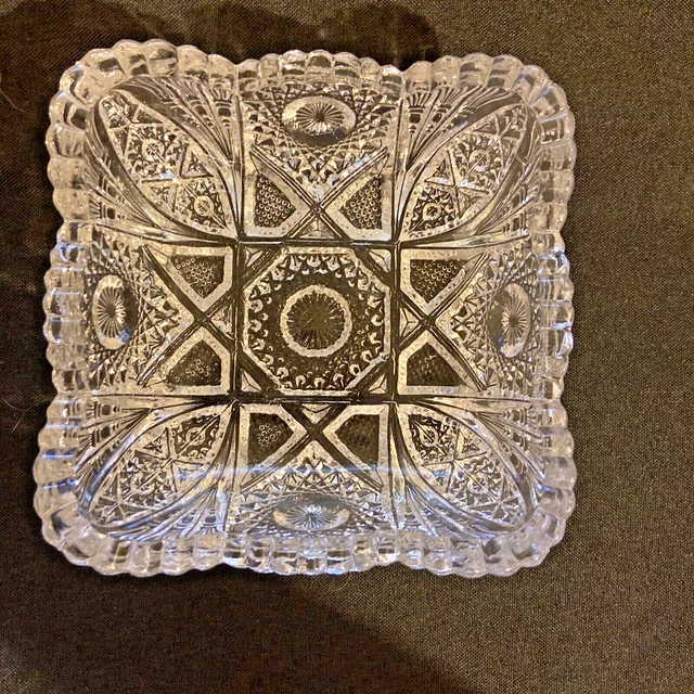 Vintage Imperial Nu Cut Square Pressed Glass Candy Dish Excellent Beautiful