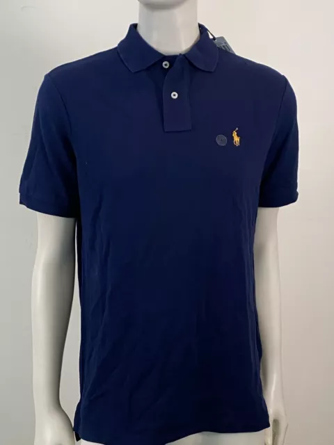 Polo Ralph Lauren Short Sleeve Classic Fit Shirt Mens Navy Blue Cotton Mesh $98