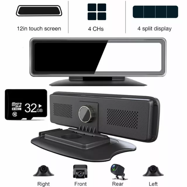 12 4 CHS Camera FHD 1080P In Car Rear Mirror DVR Dash Cam Night Vision  G-sensor £136.66 - PicClick UK