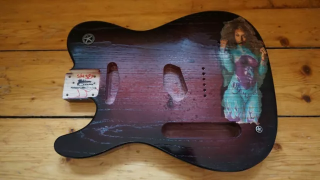 Left handed swamp ash telecaster guitar body painted girl with tattoo Hendrix