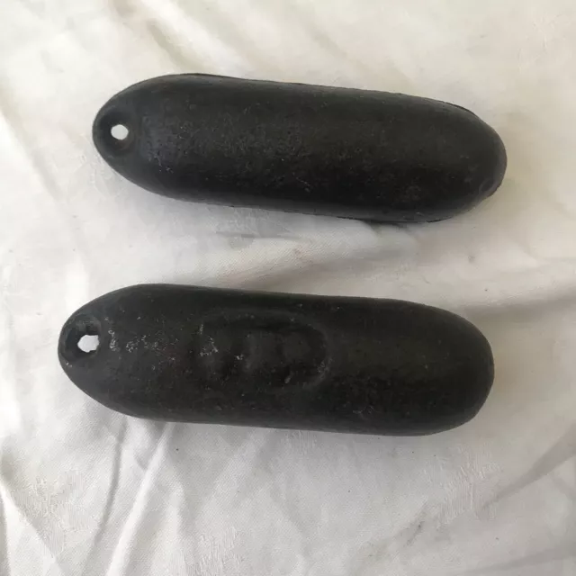Antique Lead Weights Pendulum Clock French 5 1/2" 1 Kg Pair Black Set Heavy