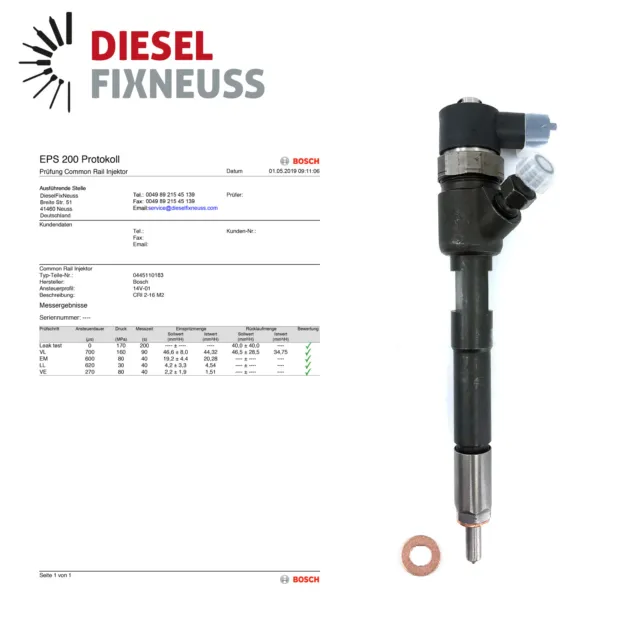 Injecteur Bosch 0445110183 Fiat 1.3 Multijet 1.3 D Multijet Opel 0986435102 CDTi