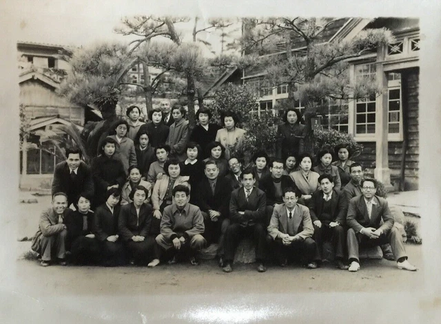 #282 Japanese Vintage Photo 1940s / group people suits man woman