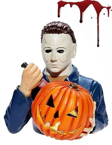 Halloween Michael Myers Statue with Pumpkin Sam Trick r Michael Myers (Led)
