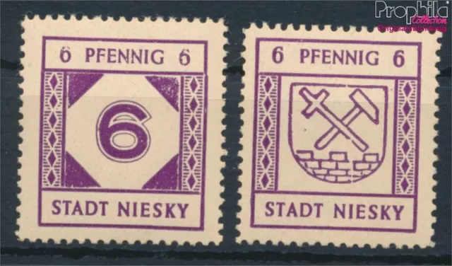 Briefmarken Niesky (Oberlausitz) 1945 Mi 14-15 postfrisch Flaggen und Wap (10348