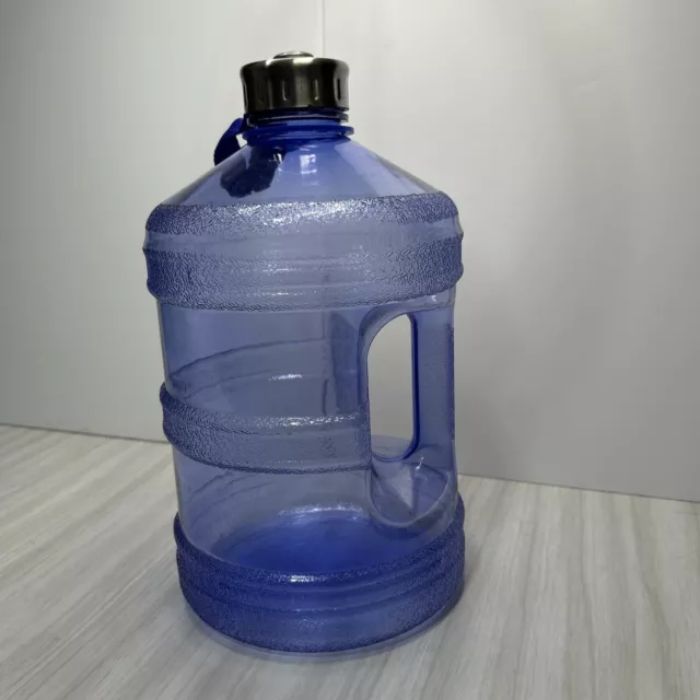 Clear BPA FREE 1 Gallon Water Bottle Steel Cap Jug Container Canteen Reusable