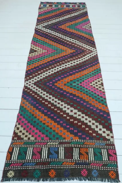 Aisle Runner, Vintage Turkish Kilim Runner, Hallway Rug Stairs Long Rug 37"X115"