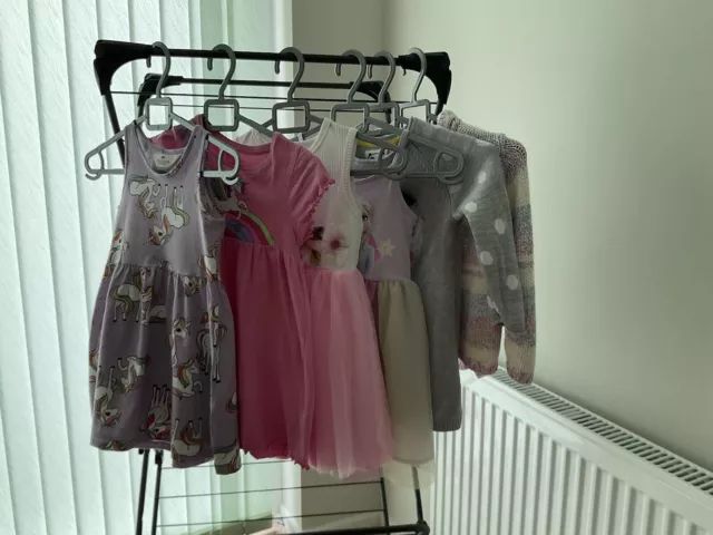 Girls  clothes bundle. Dresses and a cardigan ( 6 items ) age 3-4 years