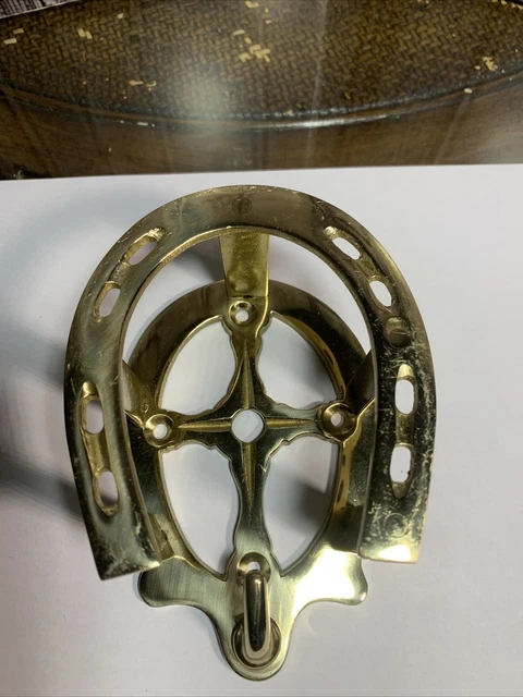 Gold-Tone Metal Horse Shoe Hook Coat Hook Double Horse Shoe Metal