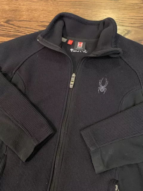 Spyder Constant Sweater Jacket Black Full Zipper & Zip Pockets Boys Large
