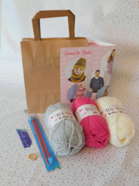 Learn To Knit Starter Knitting Kit  ❤ Children / Adult Beginners CHOOSE COLOURS