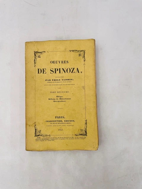 Œuvres De Spinoza (tome 3/3) - Édition Émile Saisset 1861 - Reliure Cuir - Bon état
