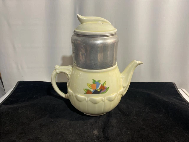 Hall Drip-O-Lator Coffee Pot w/ Metal Basket Crocus Pattern