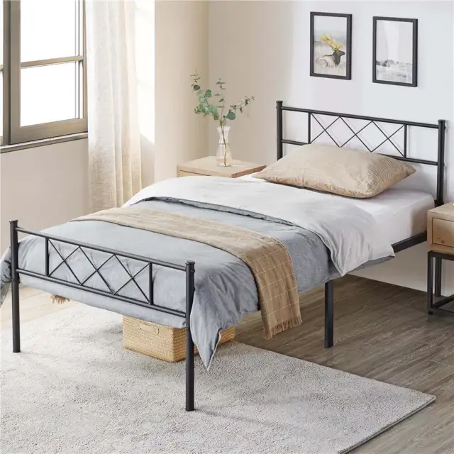 X-Design Metal Platform Twin Bed with Headboard and Footboard Bedroom Furniture