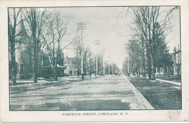 CORTLAND NY - Tompkins Street Postcard - udb (pre 1908)