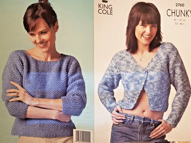 Strickmuster ** Damen klobiger Pullover & Jacke ** Moosstich ** KING COLE 2760