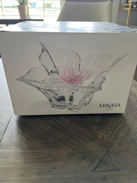 Vintage Mikasa Florale Clear Crystal Glass Bowl, 14-Inch Vase Floral Art