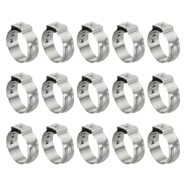 Confezione da 60 Morsetto Cinch 17/32" PEX, 304 Anelli Crimpante Acciaio Inox 13,7-16,2 mm