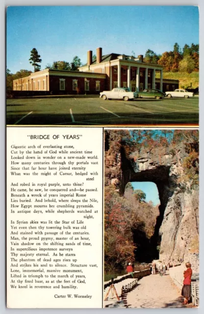 Natural Bridge Virginia Multi View Years Poem Rock Formation Old Cars Postcard