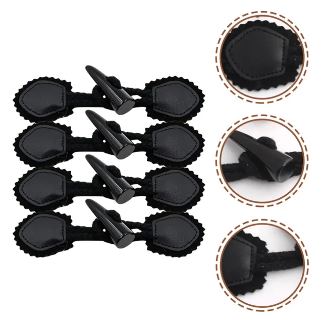 4 Pairs Diagonal Buckle Horn Toggles Closure Buttons Coat Replacement