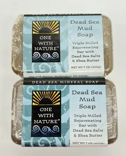 2- One With Nature Dead Sea Spa Triple Milled Mineral Soaps Dead Sea Mud 7 oz Ea