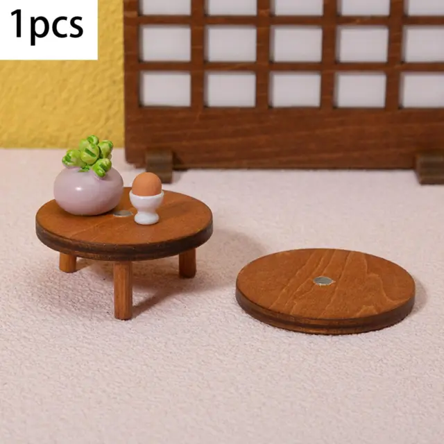 1/12 Miniature Table Wooden Ornaments Round Rack Lifelike for Dollhouse DIY