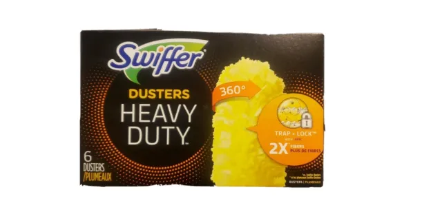 Swiffer 360 Dusters Heavy Duty Refill Dust Lock Fiber Yellow, 6 Count NEW SEALED