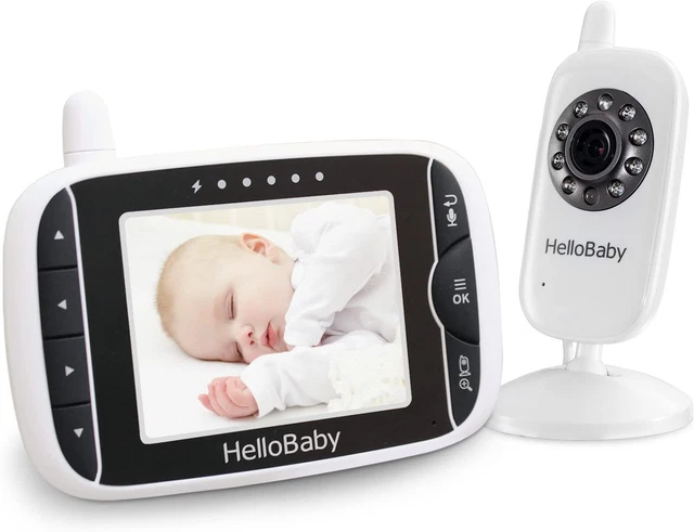 Monitor de video para bebé de 3,2 pulgadas con sensor de visión nocturna y temperatura, conversación bidireccional