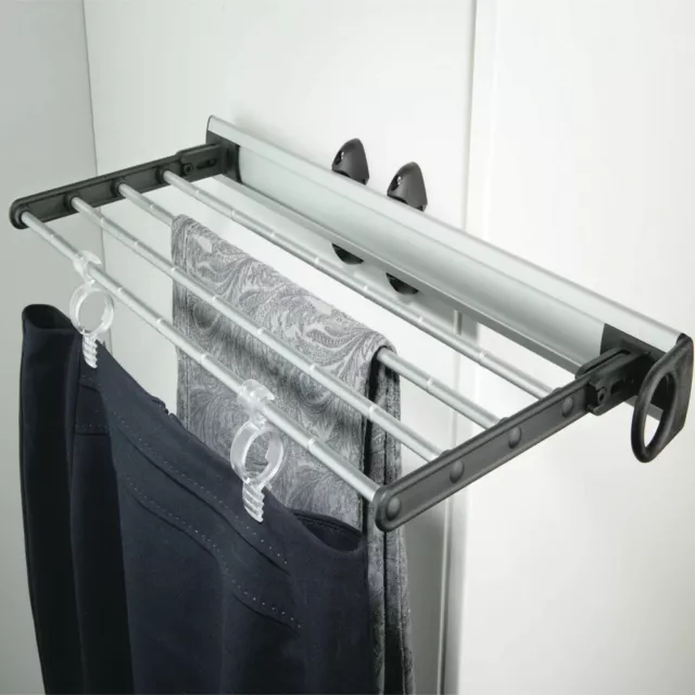 Pull Out Clothes Hanger Trouser Rack Extending Rail Wardrobe Storage Organiser