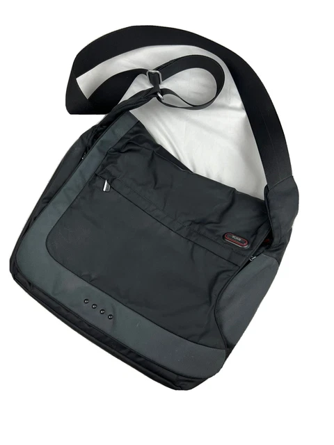 Tumi Bag Black Messenger Extender Red Interior Multi Pocket Laptop Crossbody