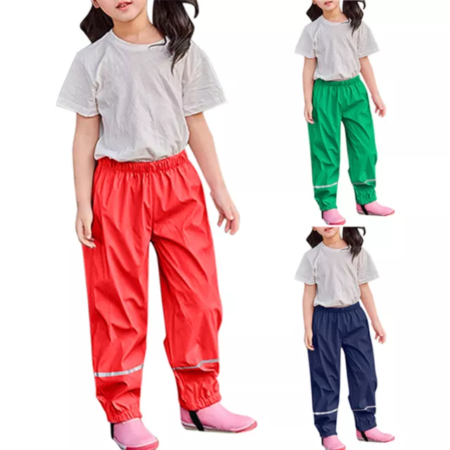 Children's Kids Rain Dungarees Mud Trousers Windproof Breathable Bottoms Pants