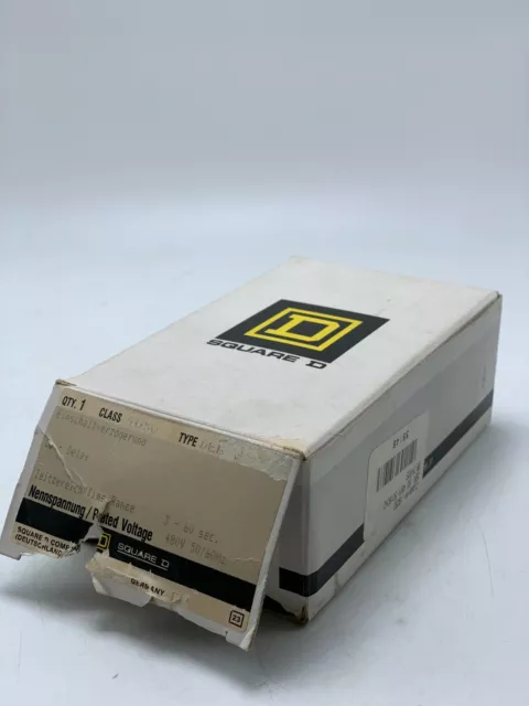 New Square D Class 9050 Type Der 10 Delay Relay, 24-480Vac / 24-60 Vdc