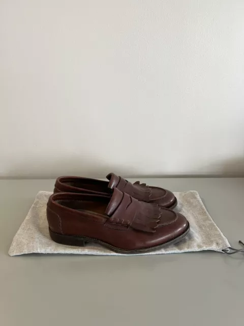 BRUNELLO CUCINELLI BROWN Leather Loafers Size 41 $99.00 - PicClick