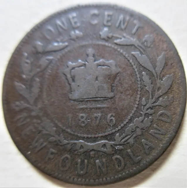 1876 Canada Newfoundland Large Cent Coin. Penny 1p 1c (RP)