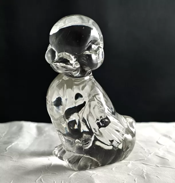 Fenton Art Glass Figurine Duck paperweight 4" vintage miniature clear crystal