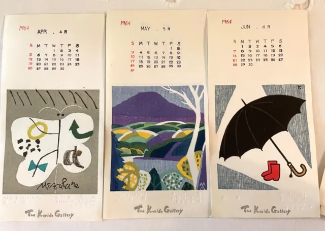 1964 Wood Block Prints, Yoseido Gallery Japan, Individual Calendar Pages 3