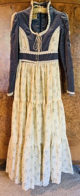 Gunne Sax By Jessica Vintage 70's Floral Prairie Boho Corset Womens Dress