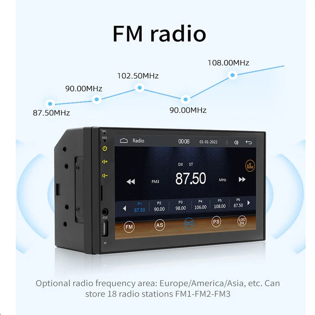 7"HD Car Carplay FM Radio Android Auto Touch Screen Stereo Double 2Din Bluetooth