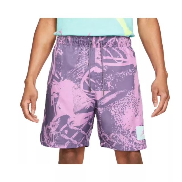 Jordan Men's Sz Medium Flight Allover Print Poolside Shorts Violet Shock