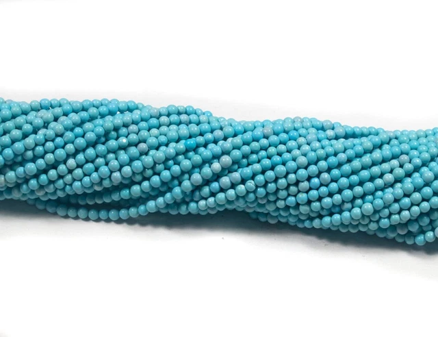AAA Handmade Bisbee Turquoise Plain Round Gemstone 12" 3mm 4mm 5mm Perles...