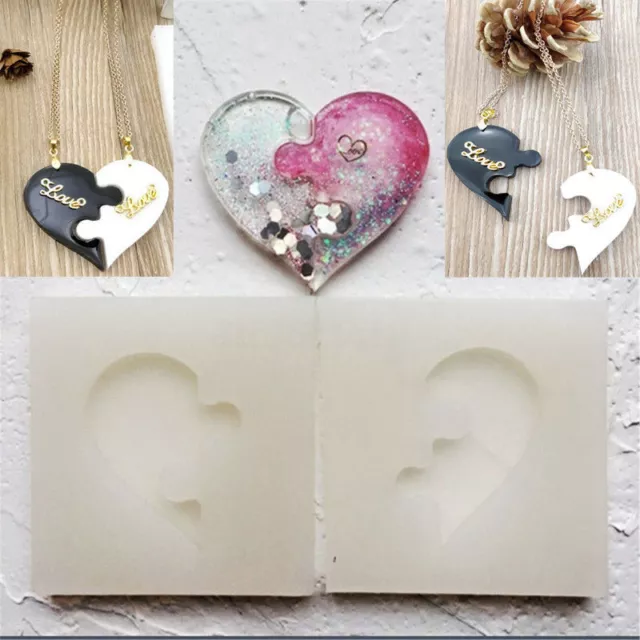 Puzzle Heart Silicone Pendant Mold Jewelry Resin Necklace Mould Casting Craft